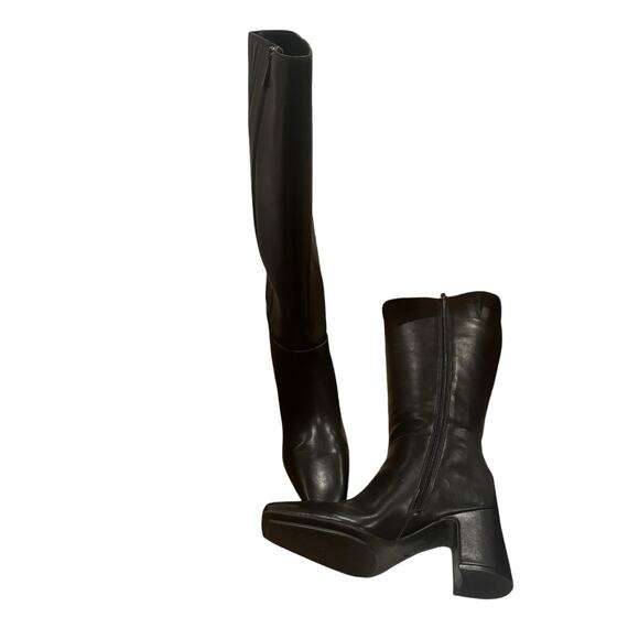 Anne Klein Heel Knee Boot Heeled Dress Boots Leather Black Size 9 NWOT - Picture 5 of 11